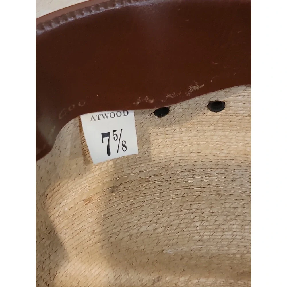 Atwood Marfa 5X Palm Leaf Western Cowboy Hat, Size 7 5/8 Long Oval 4 1/4